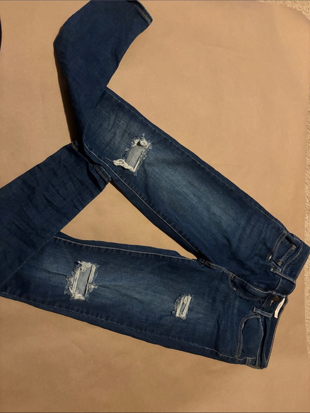 Women’s Levi Straight Leg Distressed Jeans - Dark Blue